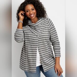 Maurices Gray Striped Cardigan Sweater